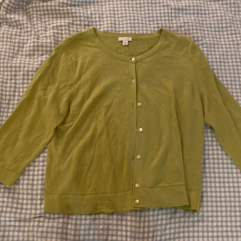 J Jill Light Green Cardigan